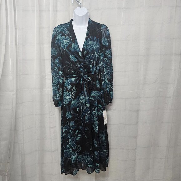 Donna Ricco Midi Dress Goth Whimsigoth Sheer Floral Metallic 4 NWT - Picture 1 of 14
